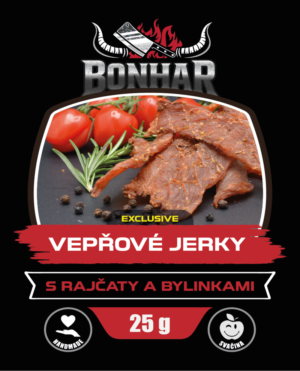 vepŘovÉ jerky s rajČaty a bylinkami